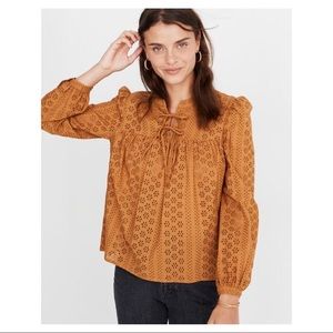 Madewell Eyelet Double-Tie Peasant Top